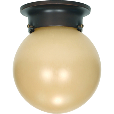Nuvo Lighting 60/1279  1 Light 6" Ceiling Mount with Champagne Linen Washed Glass in Mahogany Bronze Finish